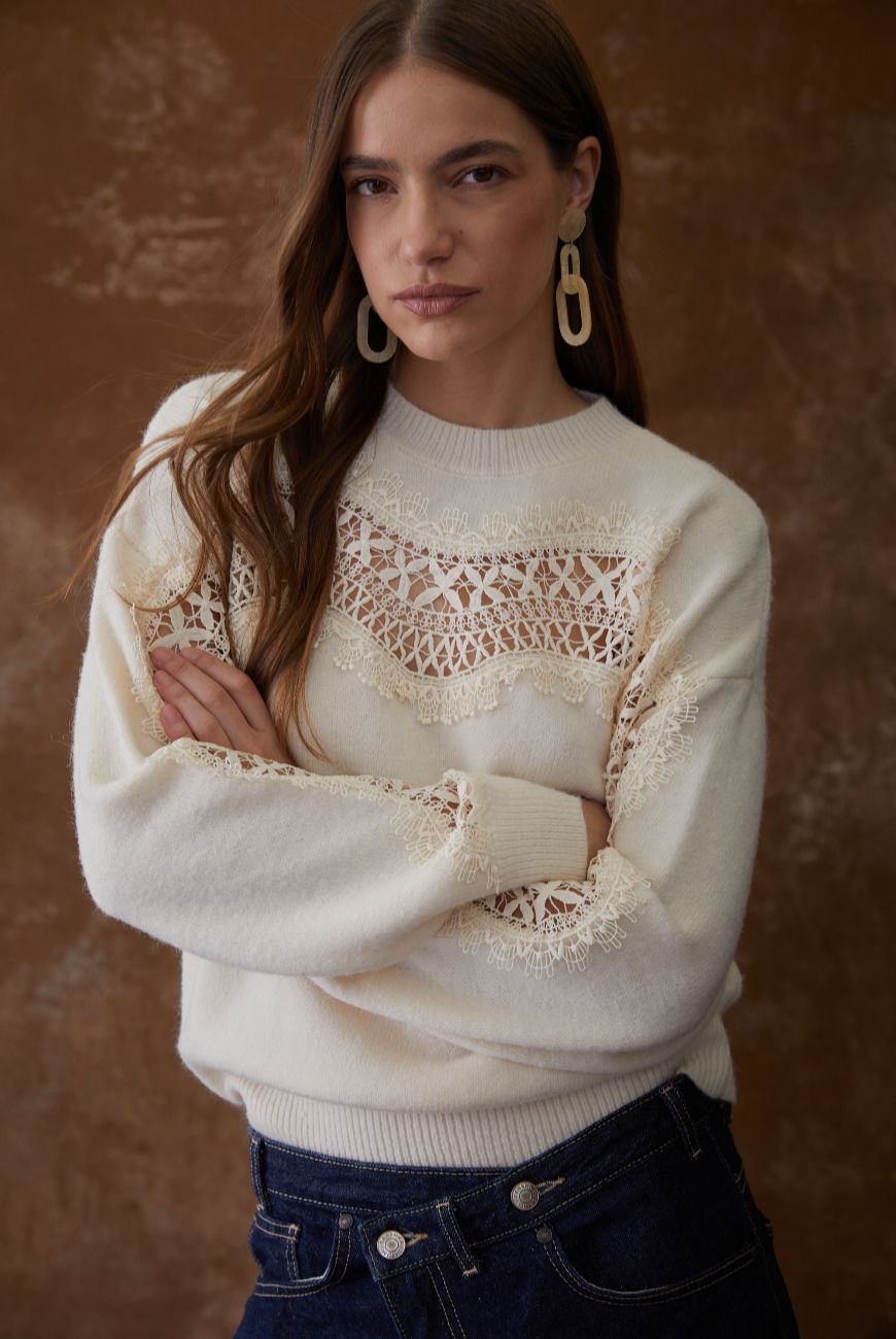 Sweater Noelia Con Puntilla