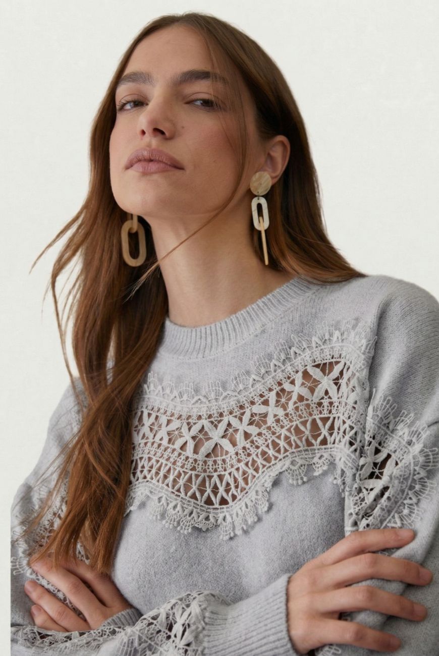 Sweater Noelia Con Puntilla