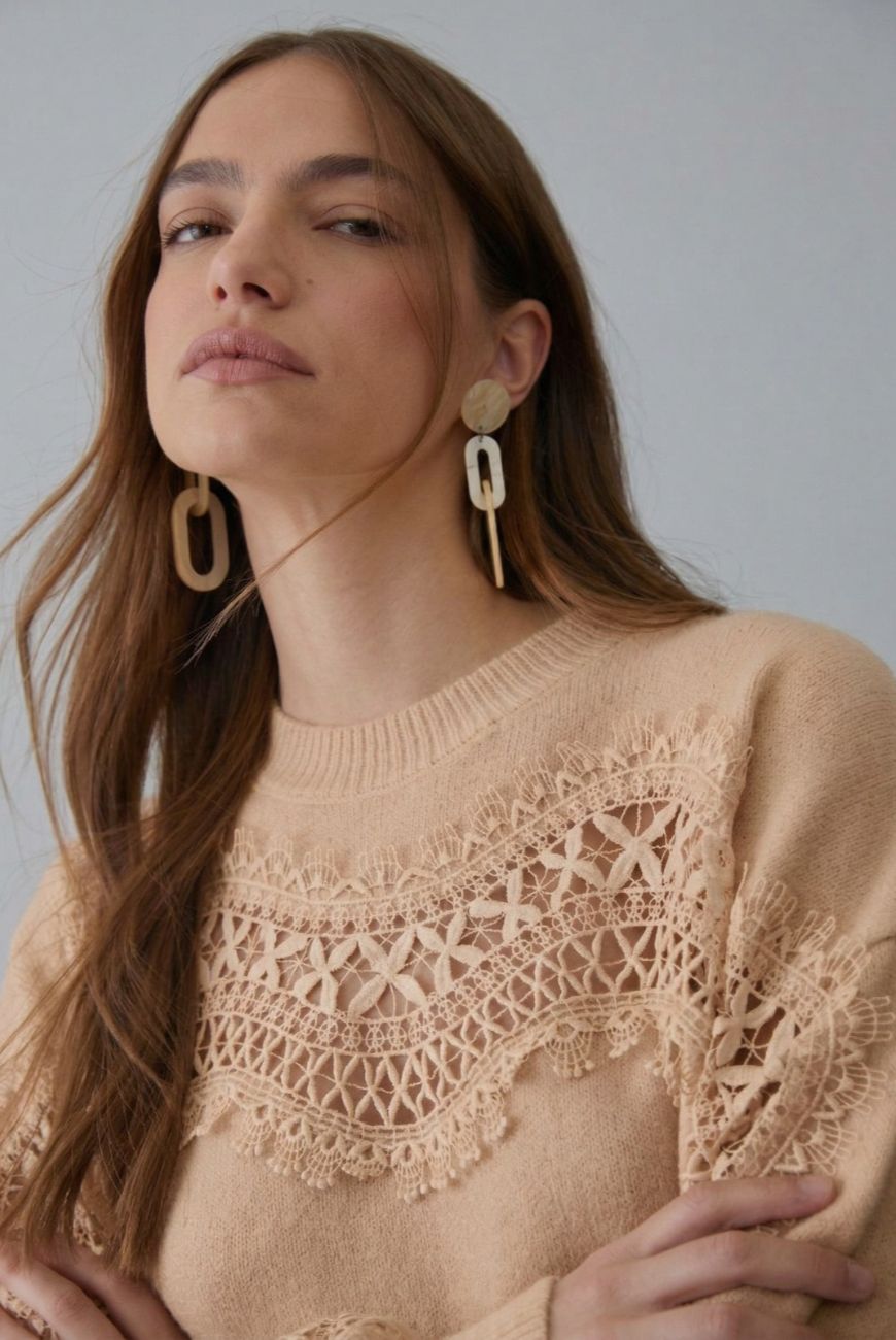 Sweater Noelia Con Puntilla