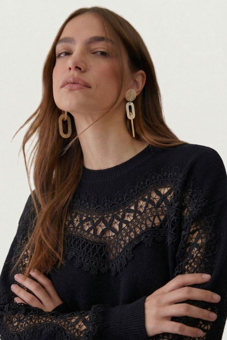 Sweater Noelia Con Puntilla