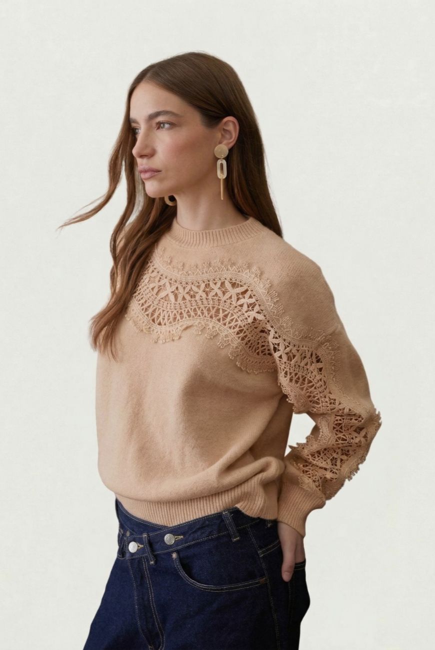 Sweater Noelia Con Puntilla