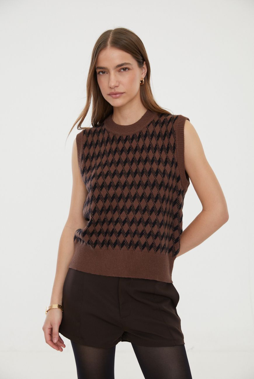 Chaleco Rombo Cuello Redondo