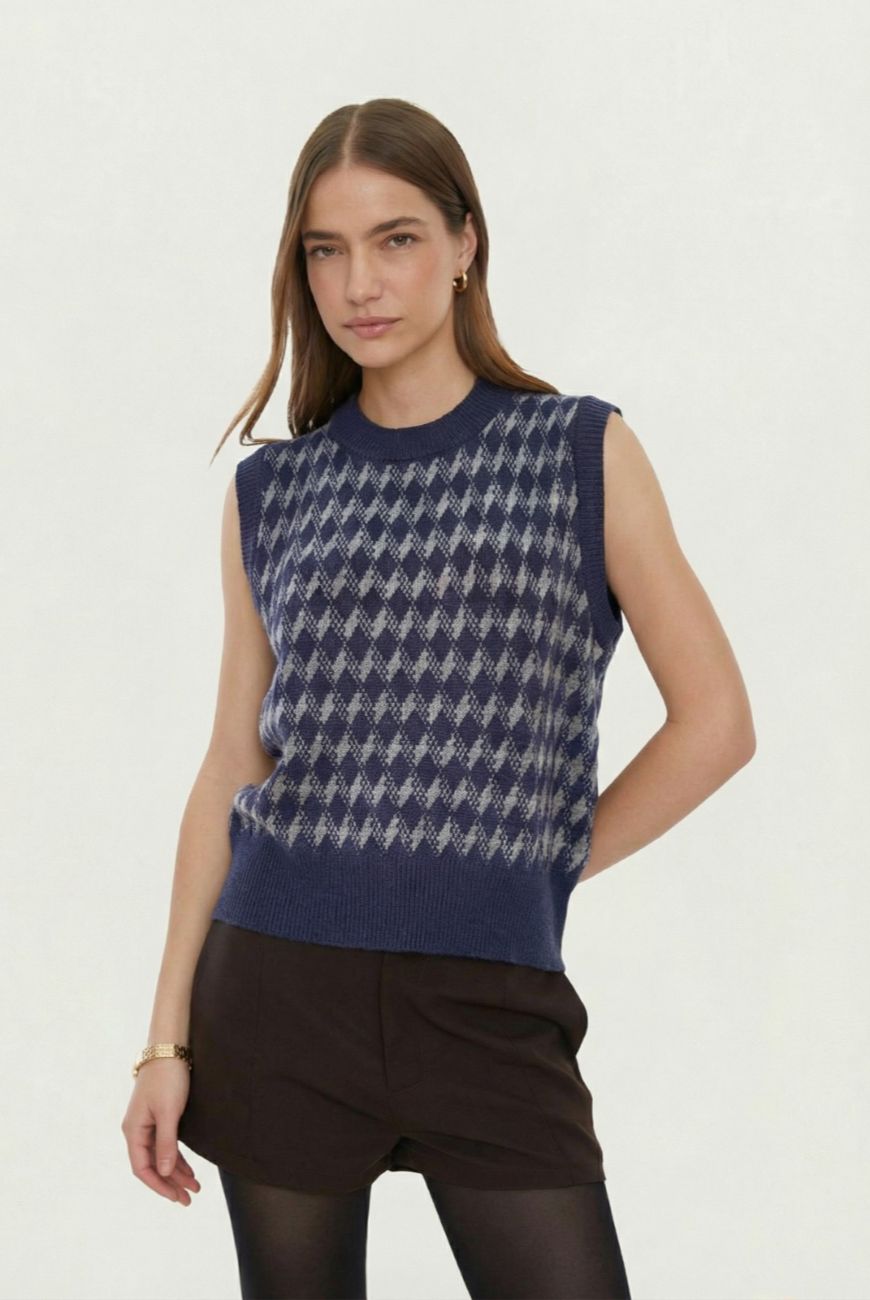 Chaleco Rombo Cuello Redondo