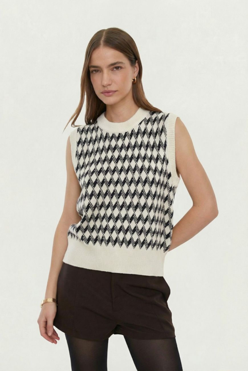 Chaleco Rombo Cuello Redondo