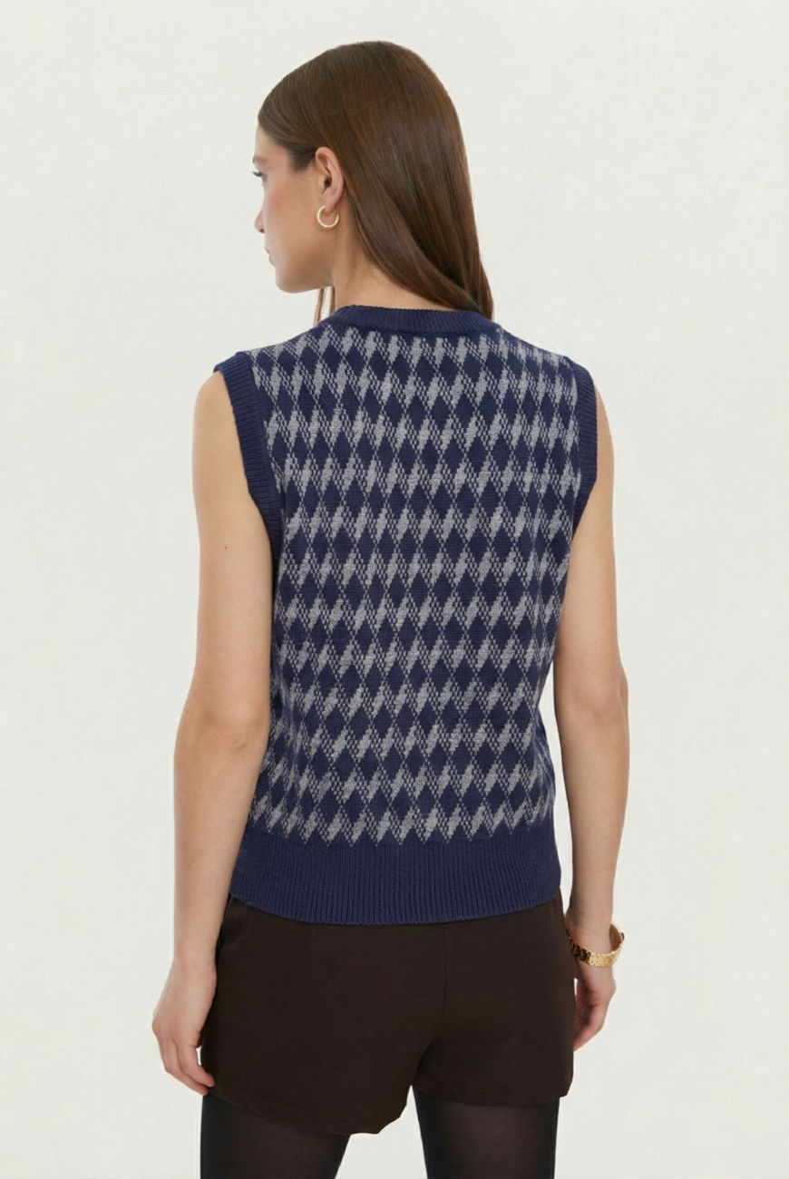 Chaleco Rombo Cuello Redondo