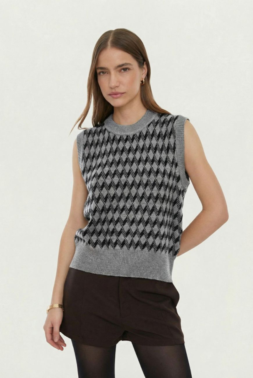 Chaleco Rombo Cuello Redondo