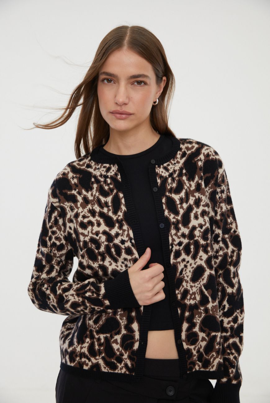 Saco Animal Print Con Botones