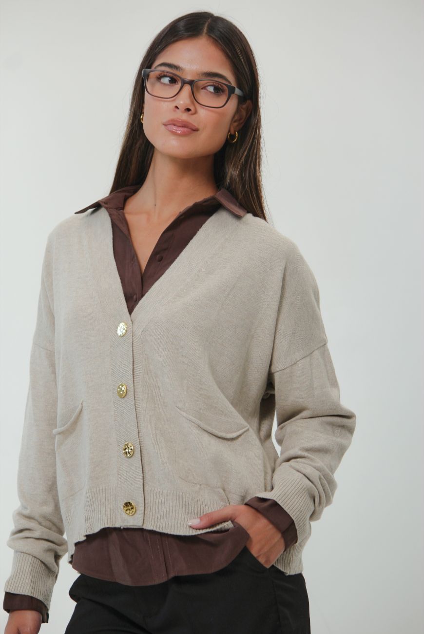 Saco Gloria Con Botones y Bolsillo