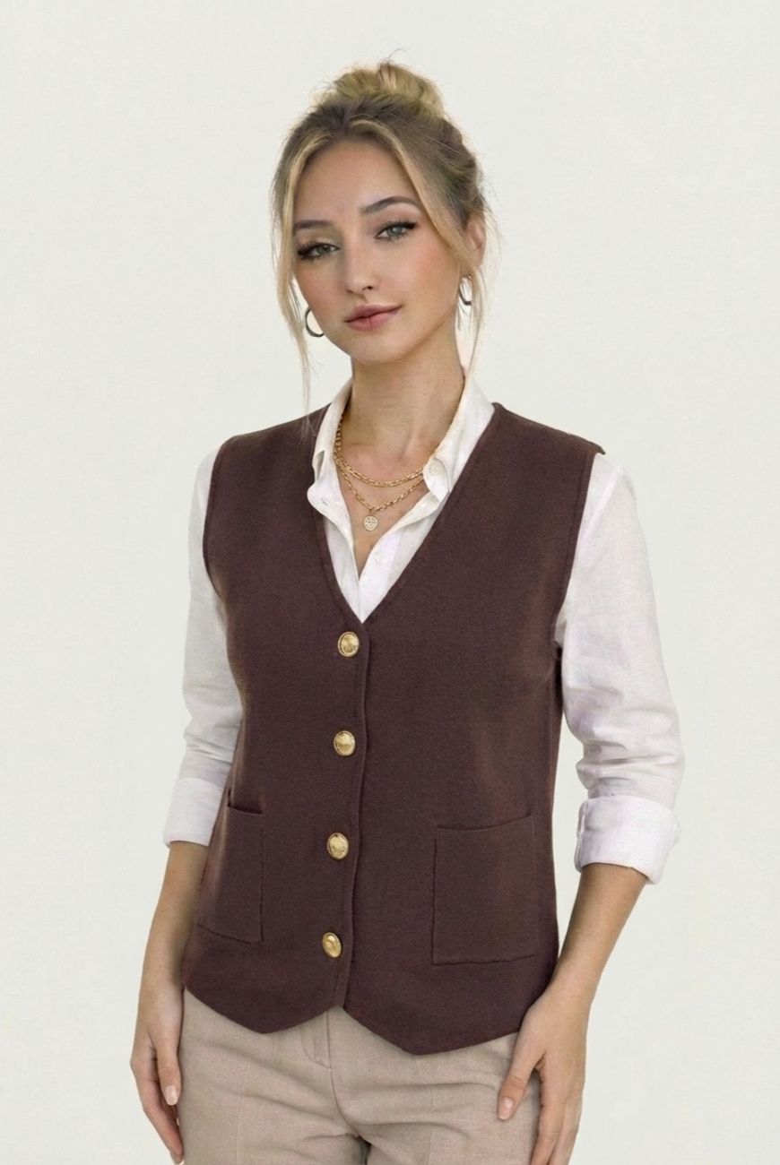 Chaleco Curva Con Botones