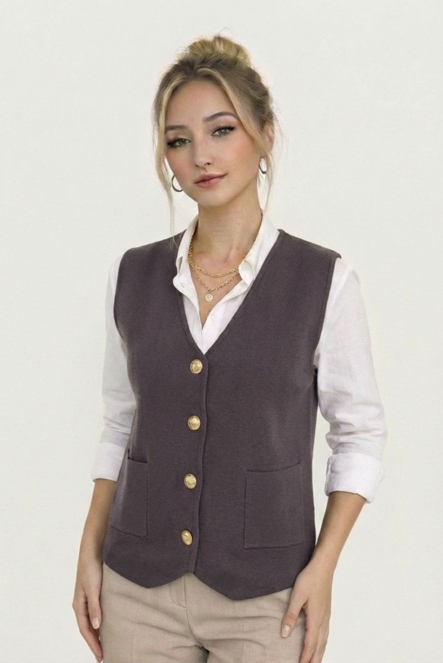 Chaleco Curva Con Botones
