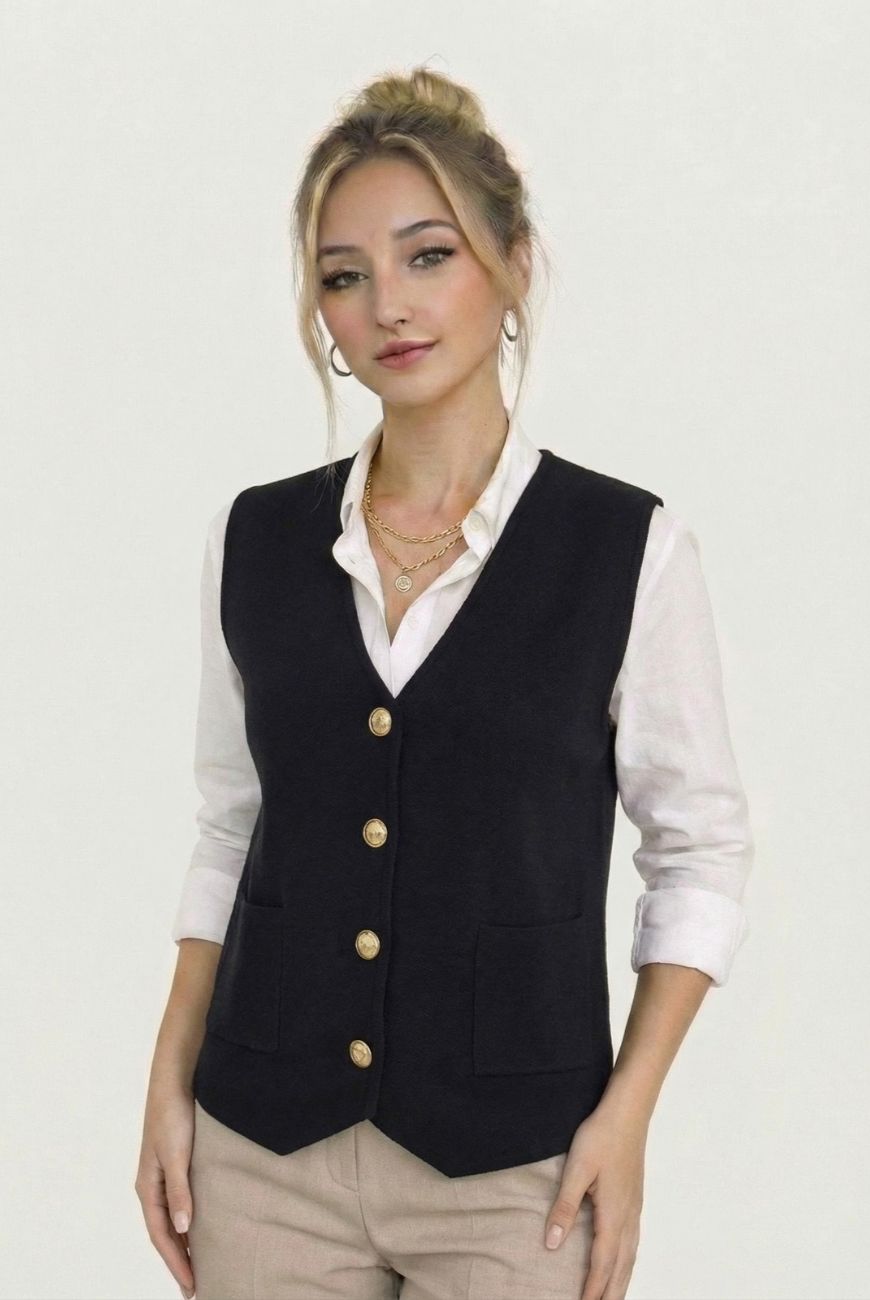 Chaleco Curva Con Botones