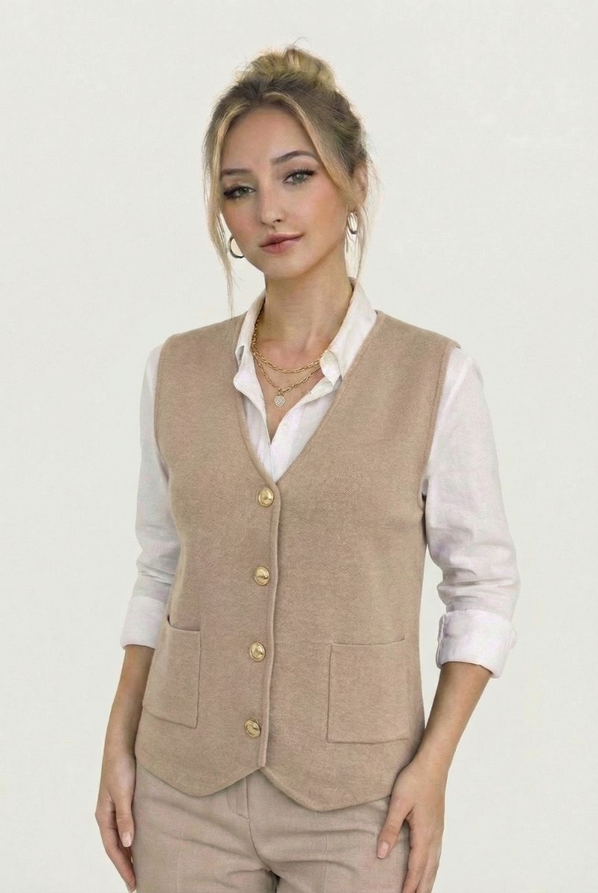 Chaleco Curva Con Botones