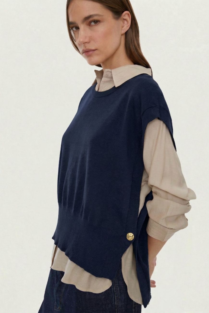 Chaleco Veronica Con Boton Lateral