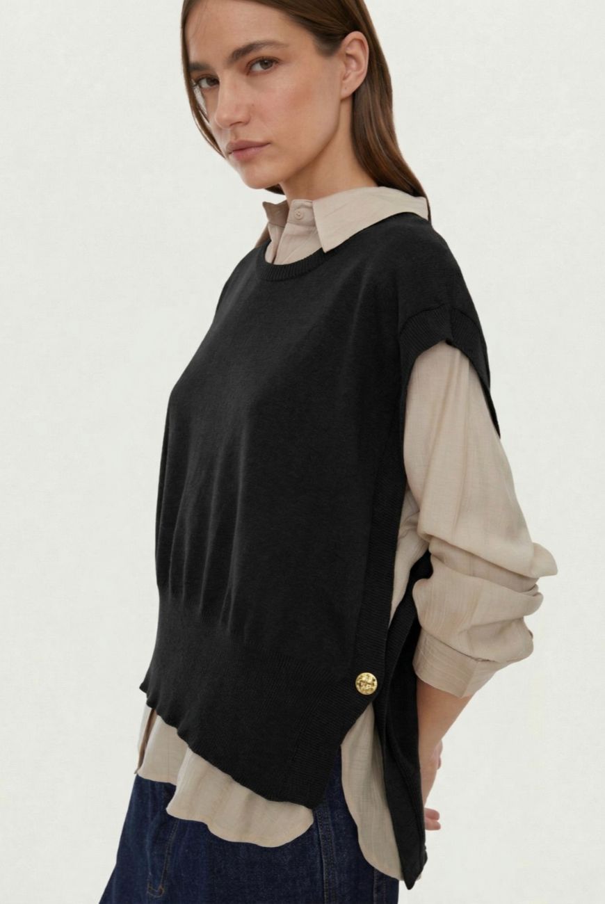 Chaleco Veronica Con Boton Lateral