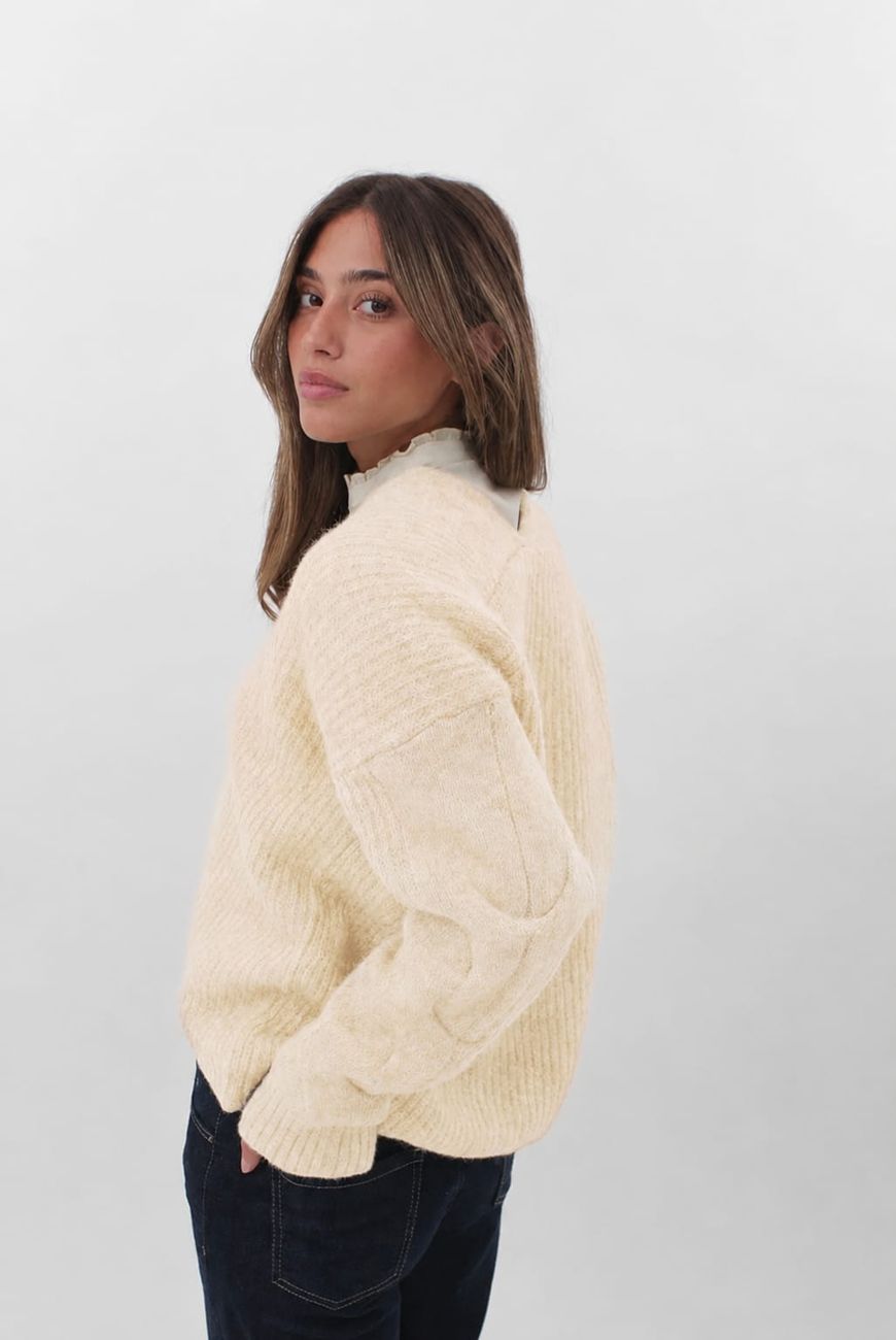 Sweater en V Cuello Trenzado