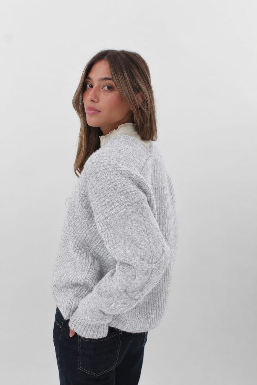Sweater en V Cuello Trenzado