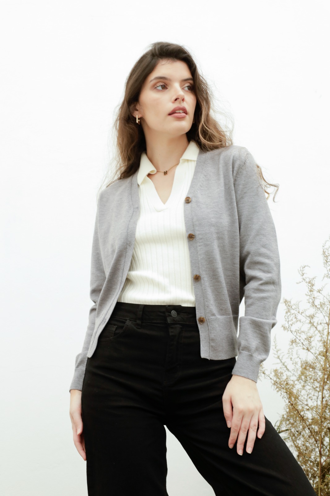 Saco Rebeca En V con Botones