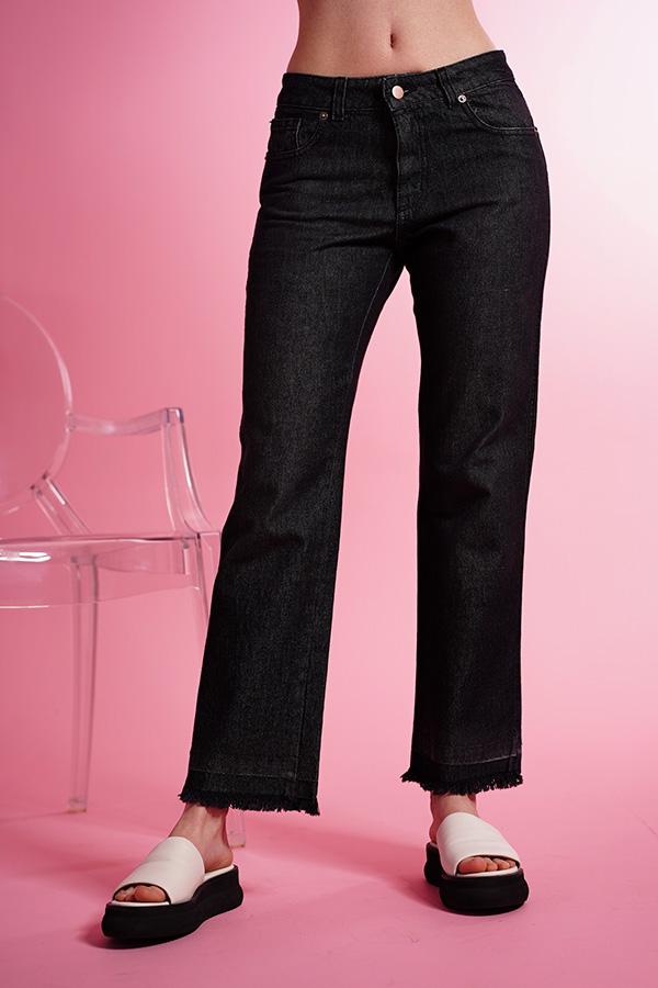 Jeans Recto Con Flecos