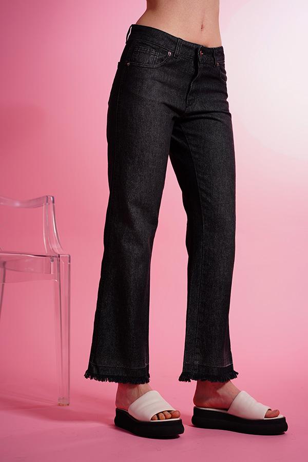 Jeans Recto Con Flecos