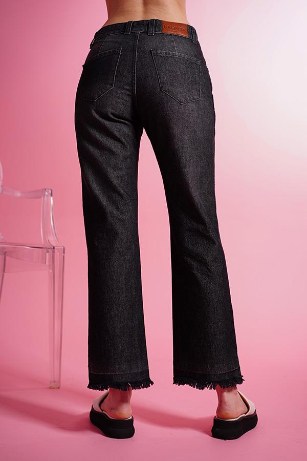 Jeans Recto Con Flecos