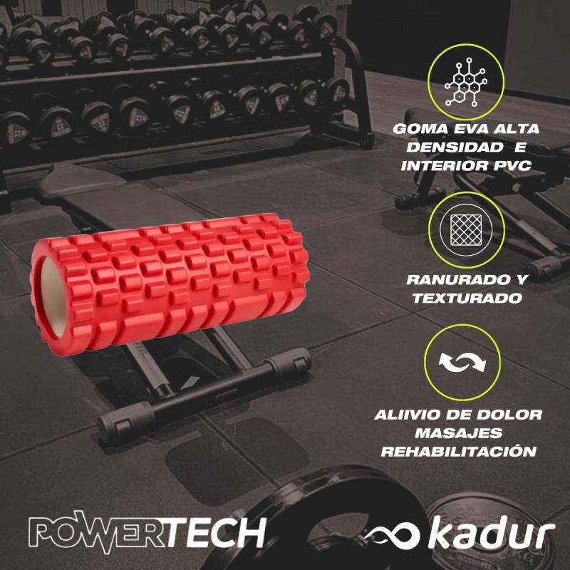 Rolo Masajeador Powertech 32 Cm Texturado Yoga Pilates