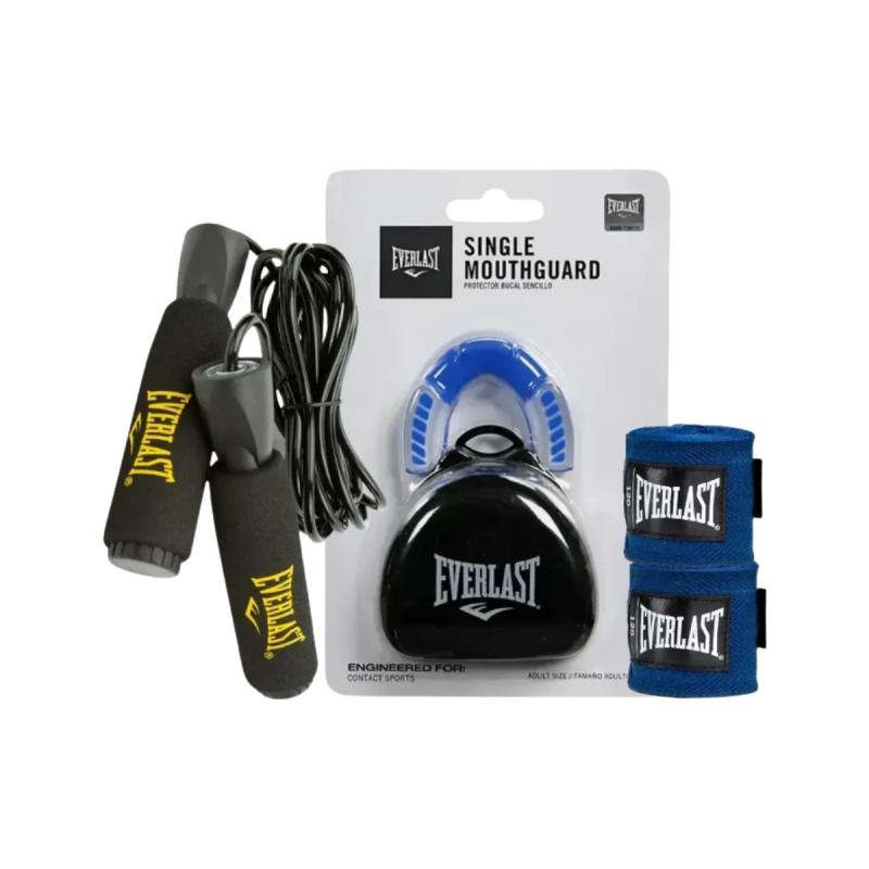 Combo Everlast Boxeo Soga Vendas Bucal Kit