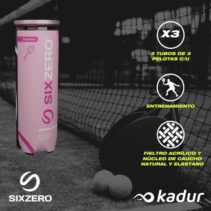 Pelotas Padel Sixzero Training X3 Tubos Importadas Rosas