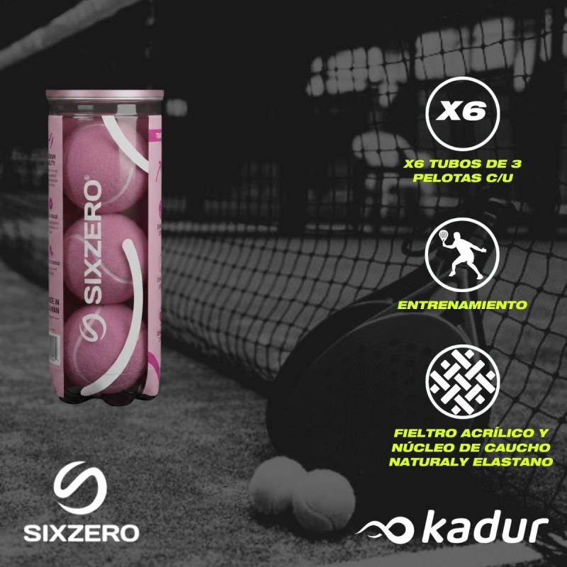 Pelotas Padel Sixzero Training X6 Tubos Importadas Rosas