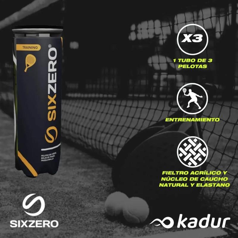 Tubo Pelotas Sixzero Training Padel X3 Unidades Rosas