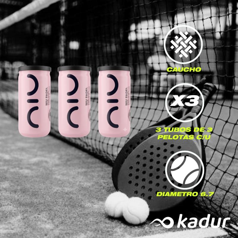 Tubos Padel Niu X2 Pelotas c/u Profesional Pack X3