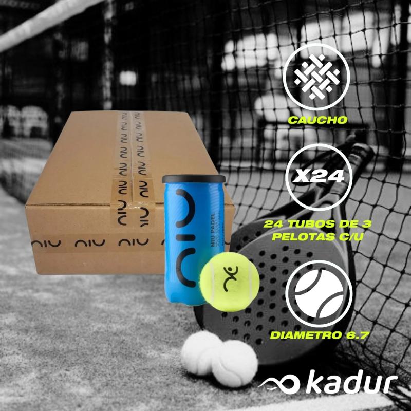Caja Tubos Padel Niu X2 Pelotas c/u Profesional Pack X24