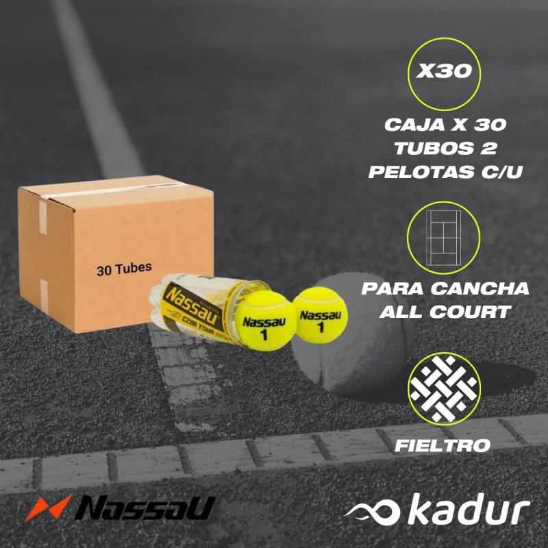Caja X 30 Tubos Tenis Nassau Czar Tour All Court