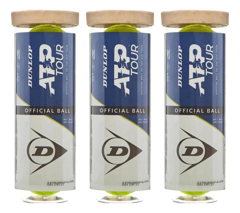 Tubo Pelotas Tenis Dunlop ATP Duty Dunlop x3 Kit x3 Tubos