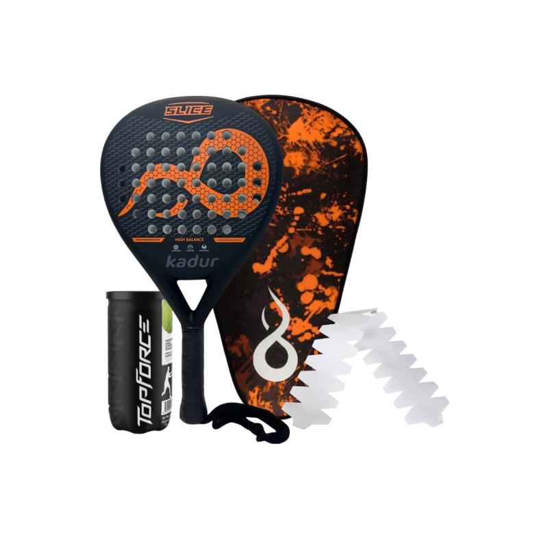 Paleta Padel Kadur Slice Protector Funda Tubo X2 Pelotas Combo