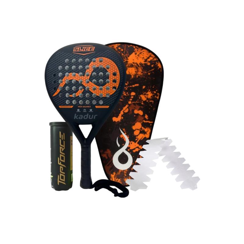 Paleta Padel Kadur Slice Protector Funda Tubo X3 Pelotas Combo