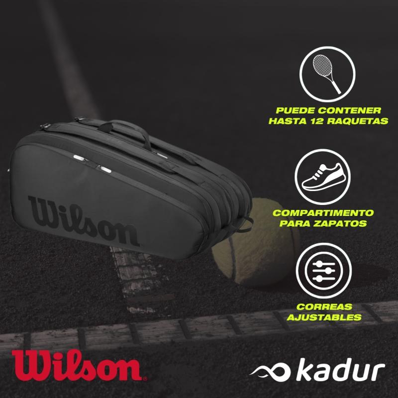 Bolso Tenis Raquetero Wilson Noir Tour Porta 12 Raquetas