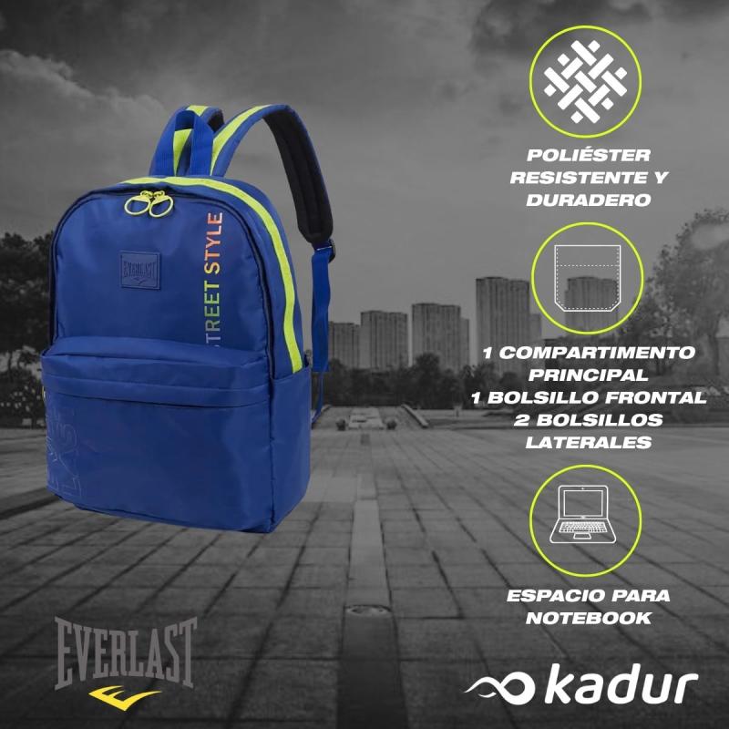 Mochila Everlast Urbana Bolsillos Porta Notebook Unisex