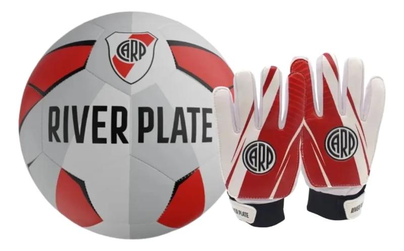 Combo Pelota River Plate N°3 + Guantes Arquero Infantil