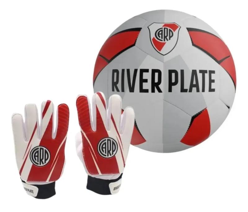 Combo Pelota River Plate N°5 + Guantes Arquero Infantil