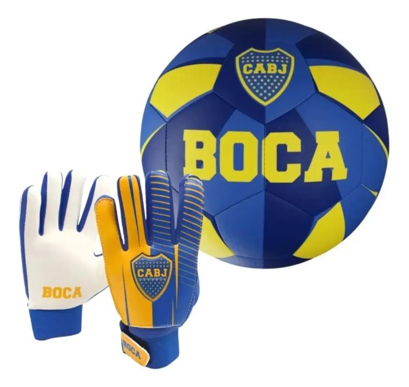 Combo Pelota Boca Juniors N°5 + Guantes Arquero Infantil