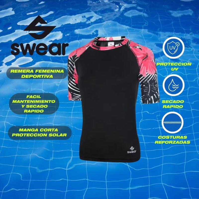 Remera Proteccion Solar Swear Uv Femenina Manga Corta Deportiva