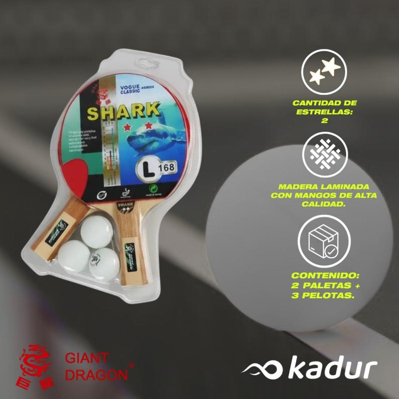 Set Ping Pong Giant Dragon Shark 2 Estrellas