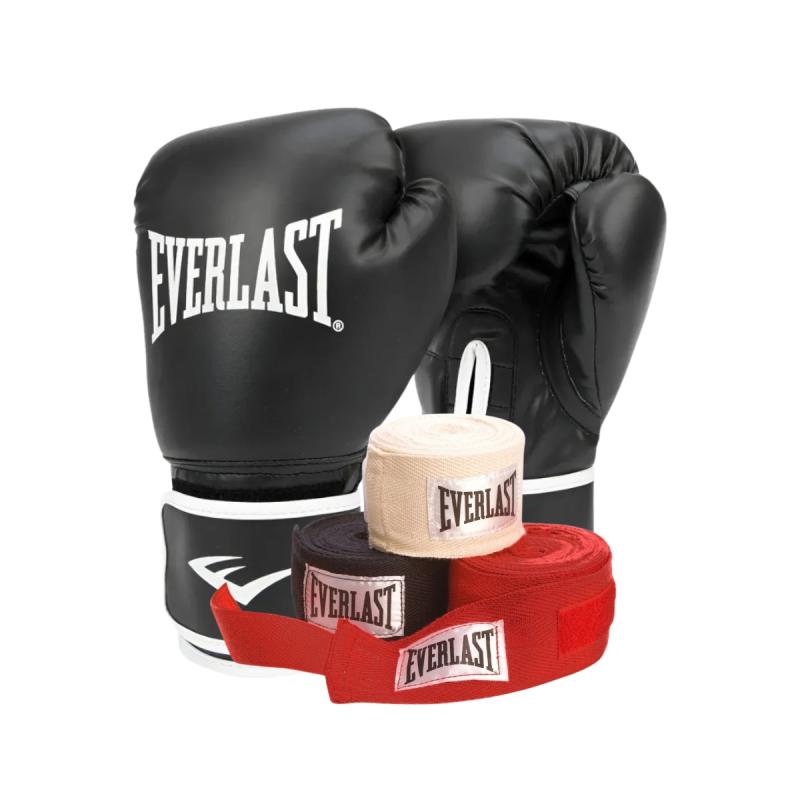 Combo Guantes Everlast Core + Tripack Vendas 3.5 Metros Everlast