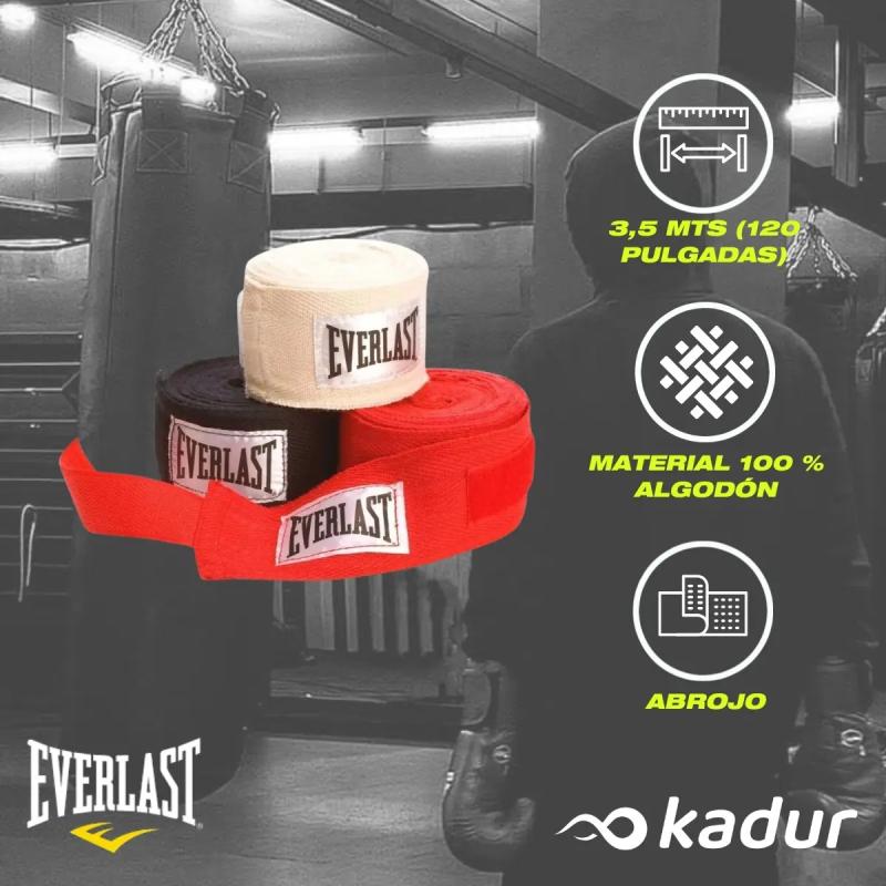 Combo Guantes Everlast Core + Tripack Vendas 3.5 Metros Everlast