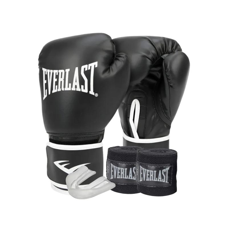 Combo Guantes Everlast Core + Bucal Genérico Effort + Vendas Everlast 3,05 Mts