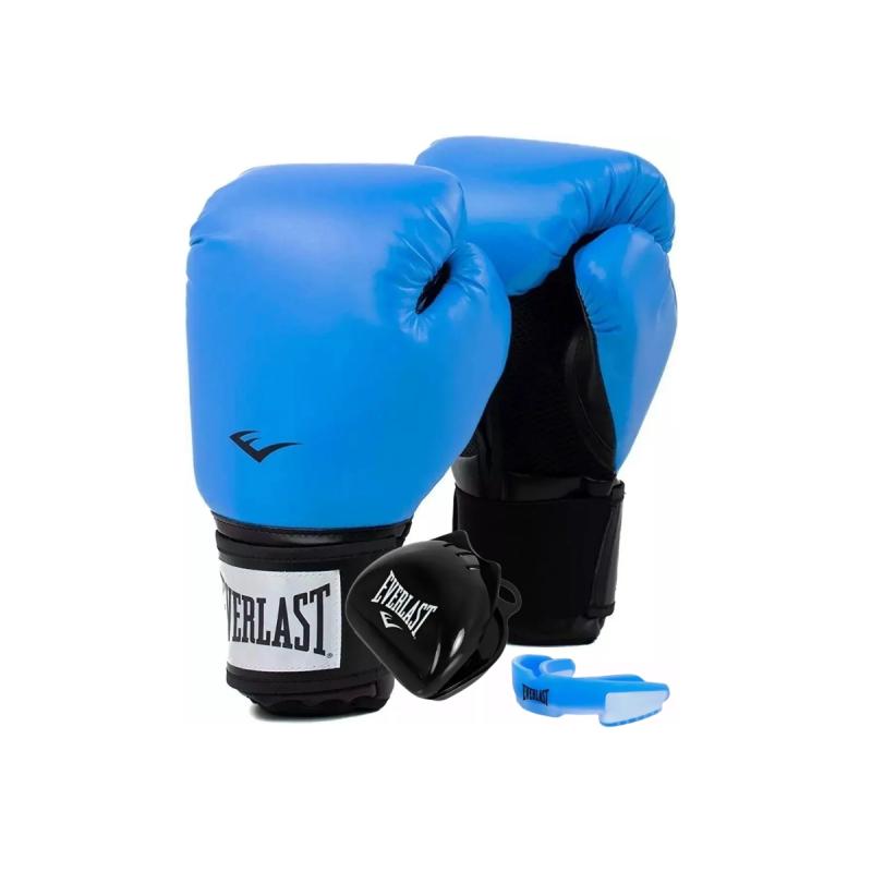 Combo Guantes Everlast Pro Style Azul + Bucal Everlast Azul