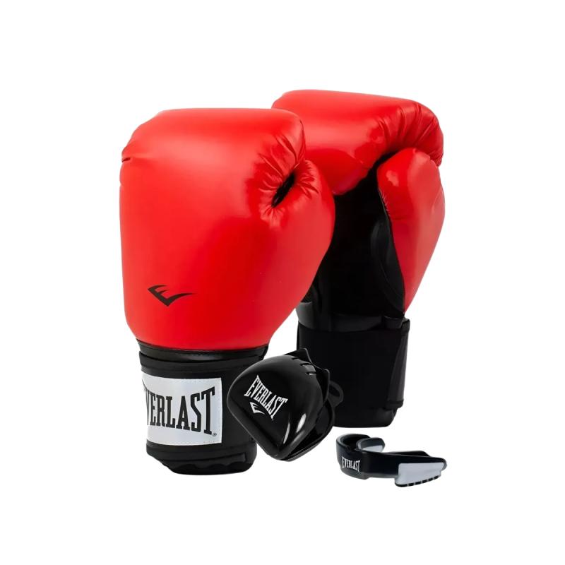 Combo Guantes Everlast Pro Style Rojo+ Bucal Everlast Negro