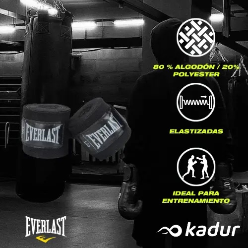Combo Guantes Everlast Pro Style Rojo + Bucal Everlast Negro + Vendas Everlast 3.05