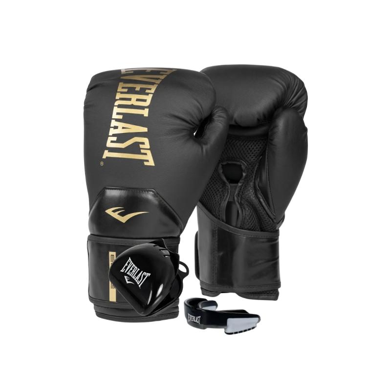 Combo Guantes Everlast Pro Style Elite Negro + Bucal Everlast Negro