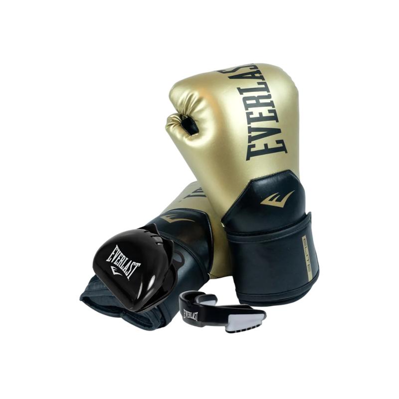 Combo Guantes Everlast Pro Style Elite Dorado + Bucal Everlast Negro